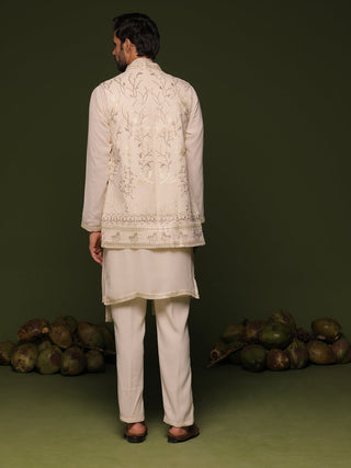 Aarav Ivory Jacket kurta set with Dupatta