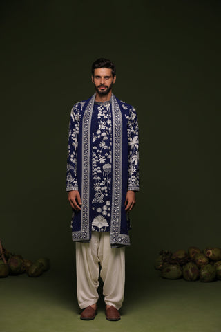 Arjun Bijlani in Aruna Navy Kurta set with patiyala and dupatta