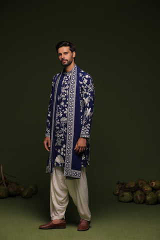 Arjun Bijlani in Aruna Navy Kurta set with patiyala and dupatta