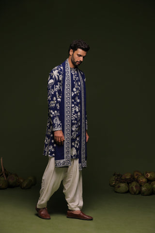 Shivesh Bhatia in Aruna Navy Kurta set with patiyala and dupatta