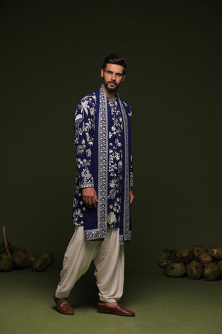 Arjun Bijlani in Aruna Navy Kurta set with patiyala and dupatta