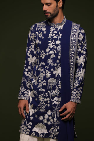 Arjun Bijlani in Aruna Navy Kurta set with patiyala and dupatta