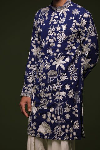Arjun Bijlani in Aruna Navy Kurta set with patiyala and dupatta
