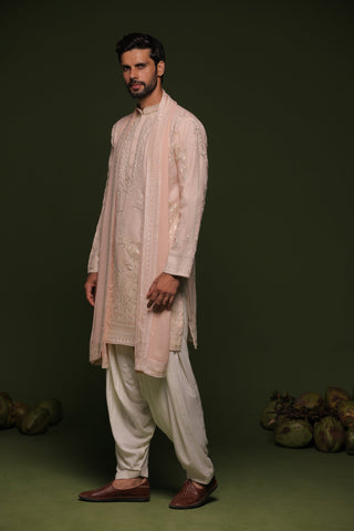 Daksha White Kurta set with patiyala and dupatta