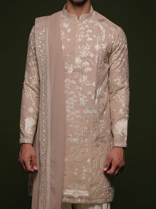 Vishal Pandey in Vritra Beige Kurta set with patiyala and dupatta