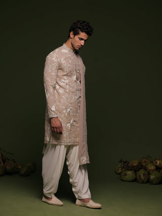 Aryan Arora in Vritra Beige Kurta set with patiyala and dupatta