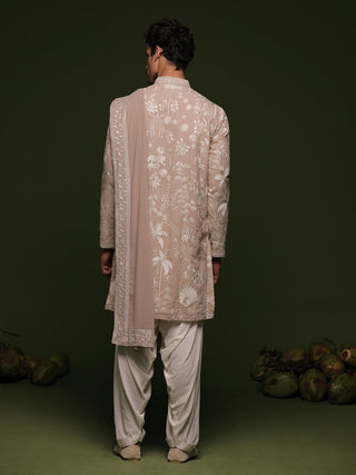 Mohit Malik in Vritra Beige Kurta set with patiyala and dupatta