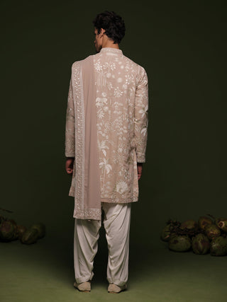 Aryan Arora in Vritra Beige Kurta set with patiyala and dupatta