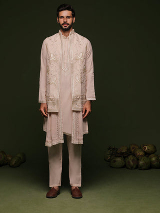 Abhay Light Pink Jacket kurta set with Dupatta