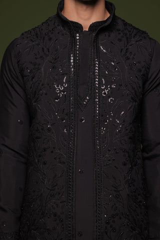 Chitta Black handwork Jacket kurta set with trouser
